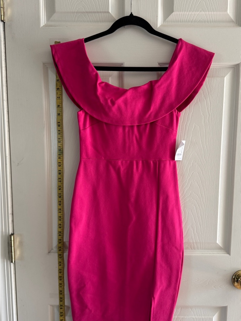 Charlotte Russe Off-Shoulder Hot Pink Bodycon Dress, new